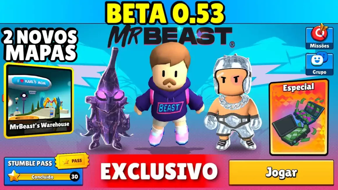 COMO BAIXAR E JOGAR A ATUALIZAÇÃO VERSÃO BETA 0.53 DO STUMBLE GUYS