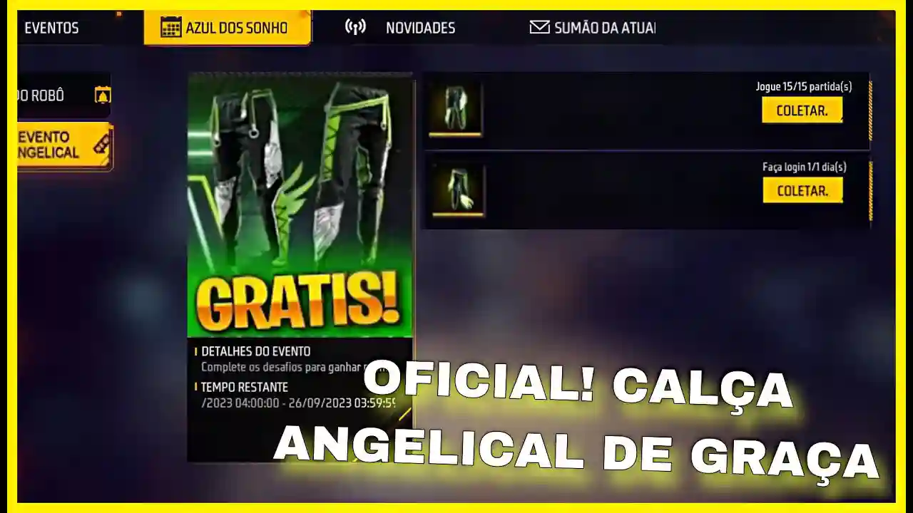 Como Conseguir a Calça Angelical Verde Grátis no Novo Evento Rushadão FF do Free Fire