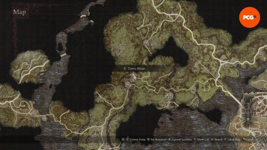 A localização da Trevo Mine no mapa é onde você desbloqueia o Dragon's Dogma 2 Sorcerer.