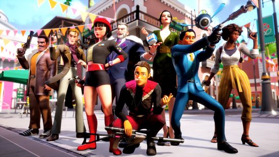 The Decieve Inc characters all gather together in a promotional image for one of the best new Battle Royale games.