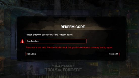 Códigos Dead by Daylight: Um erro de códigos DBD na caixa de resgate diz: 