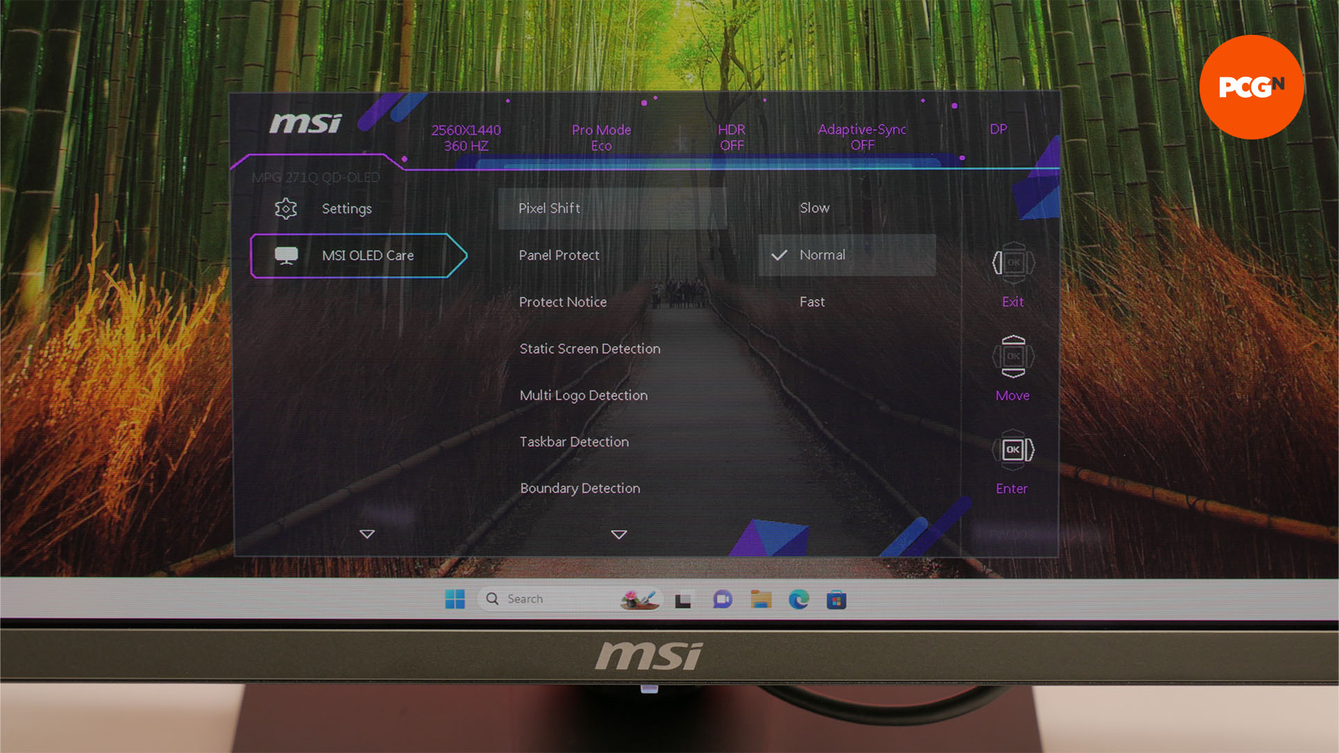 msi mpg 271qrx qd-oled gaming monitor review 15 sd menu oled care