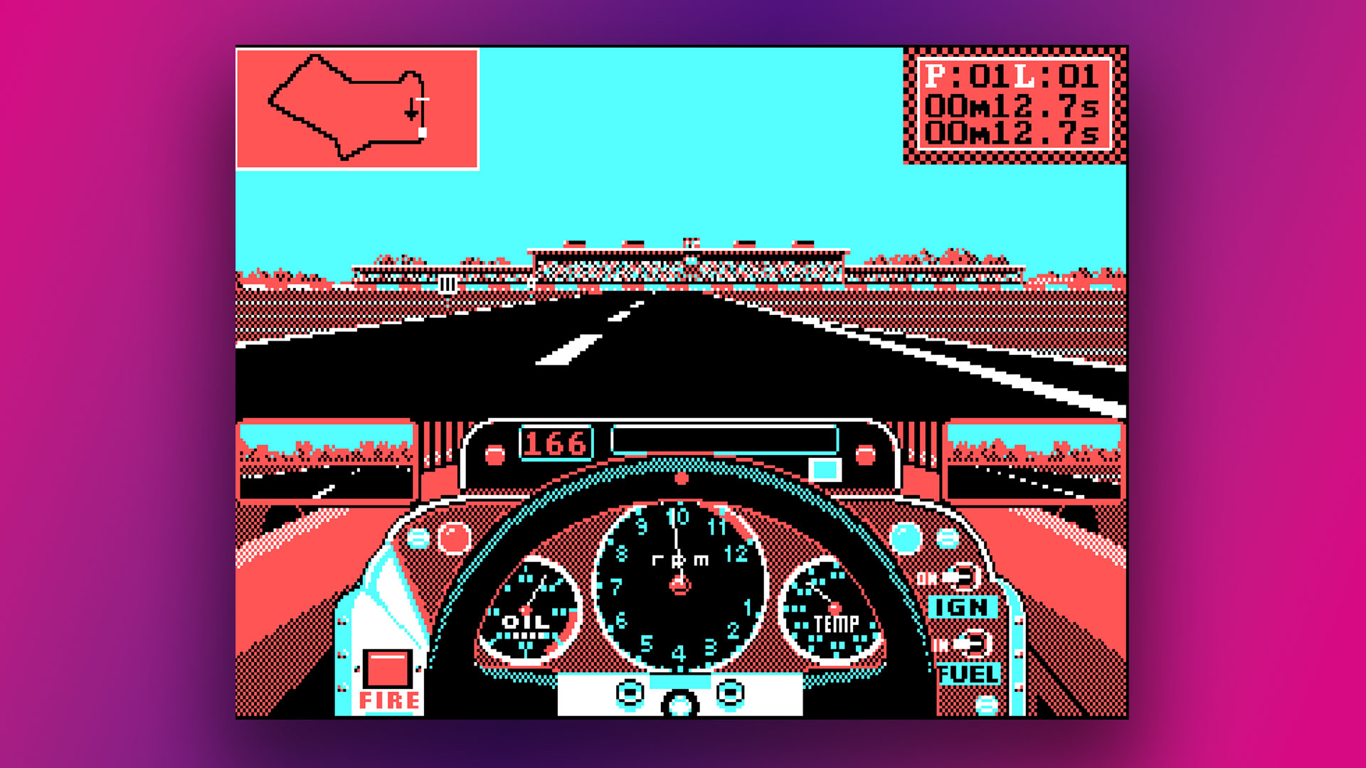 Gráficos CGA: Accolade Formula 1 Grand Prix Circuit - modo BIOS 5