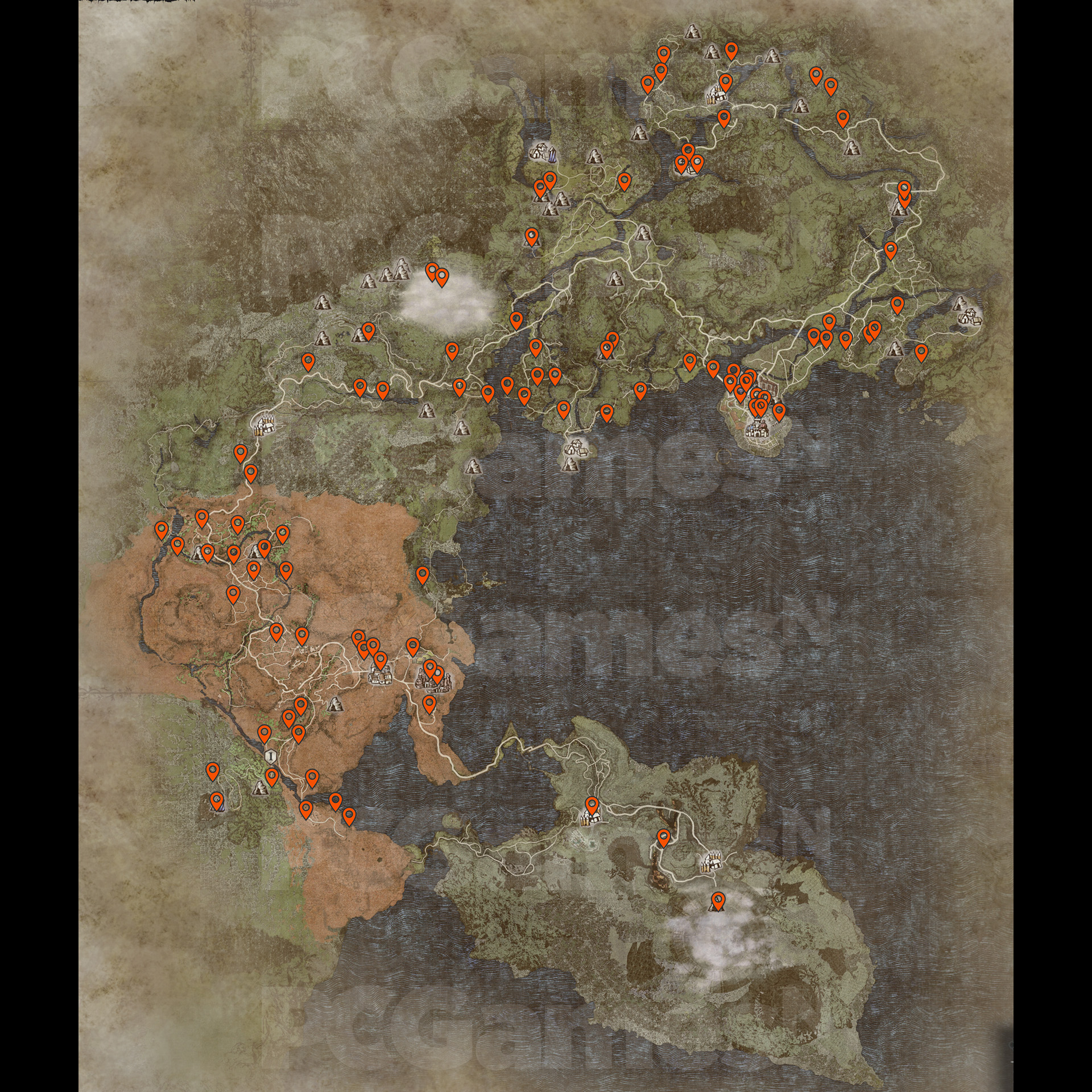 Mapa de tokens do buscador Dragon's Dogma 2