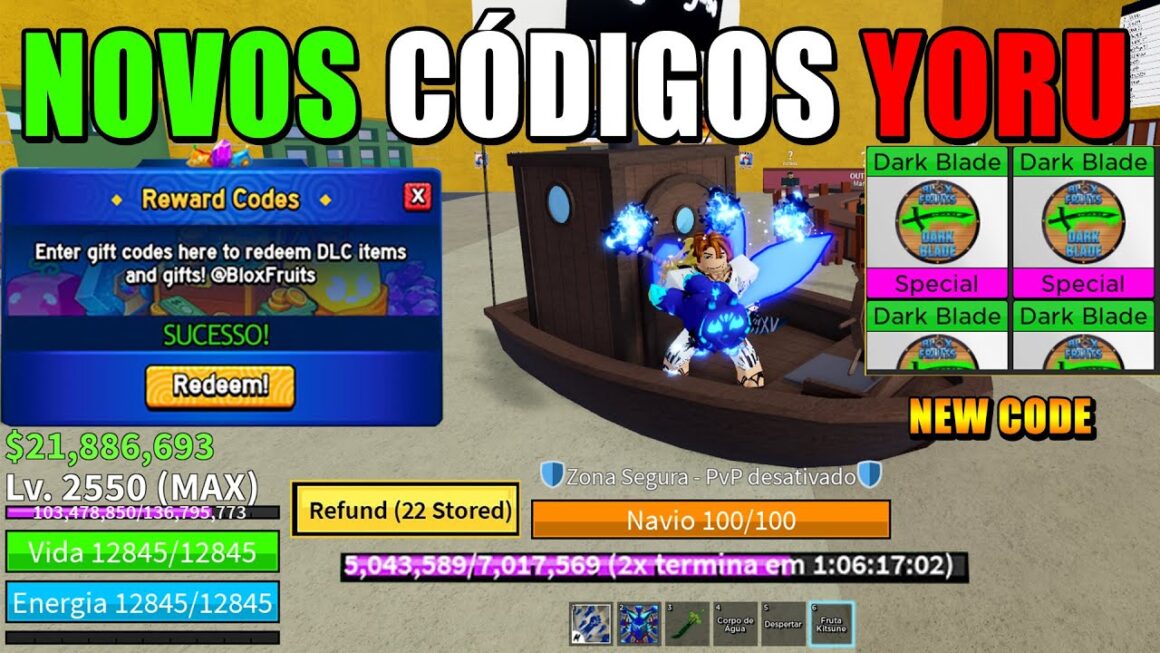 Novos Códigos da Yoru e 29 Códigos de EXP Beli e Reset do Blox Fruits