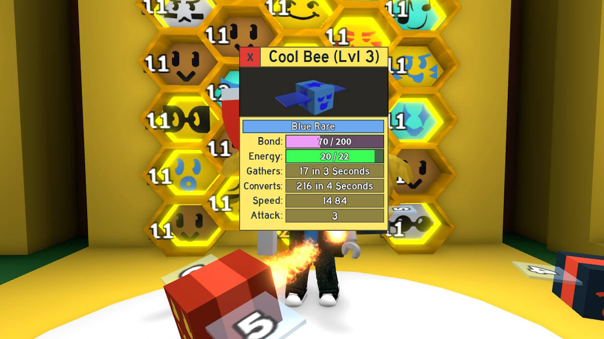 A rare bee in Roblox Bee Swarm Simulator