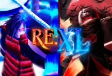 The RE XL Roblox game art highlighting two characters.