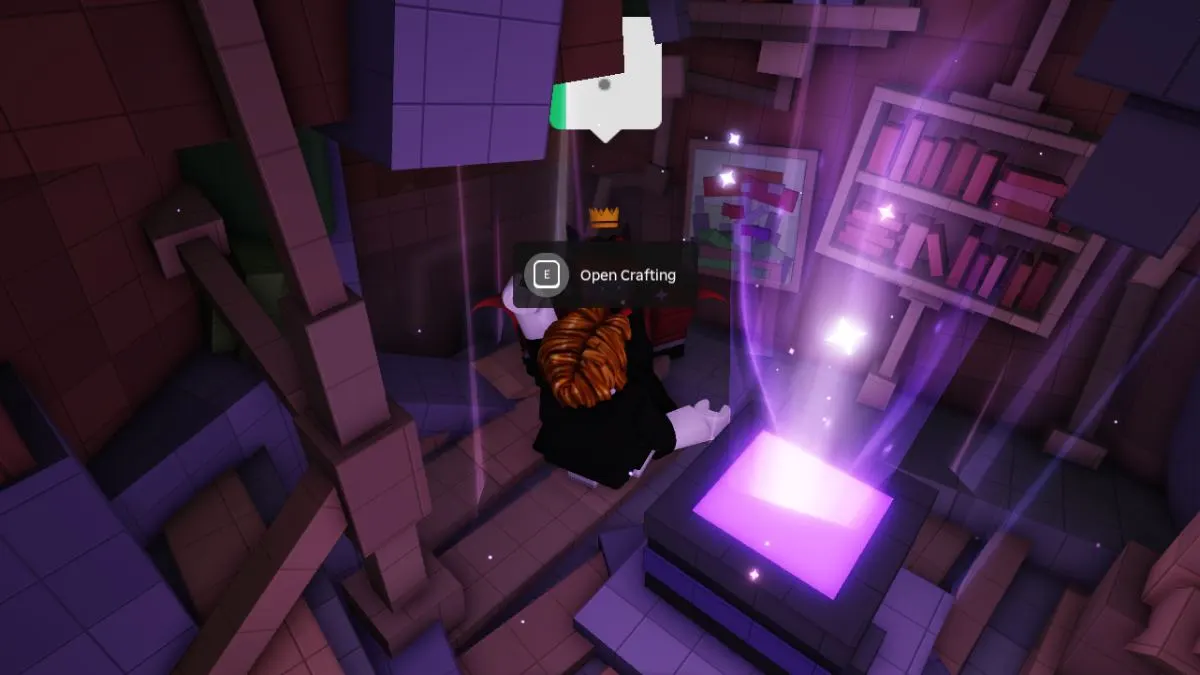 Personagem do Roblox interagindo com NPC Artesão em Tycoon RNG