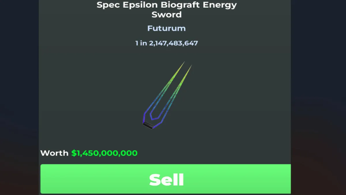 O item Espada de Energia Biograft Epsilon em Void Fishing