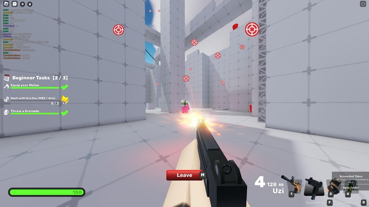 Usando a UZI com as melhores configurações de mira em Roblox Rivals