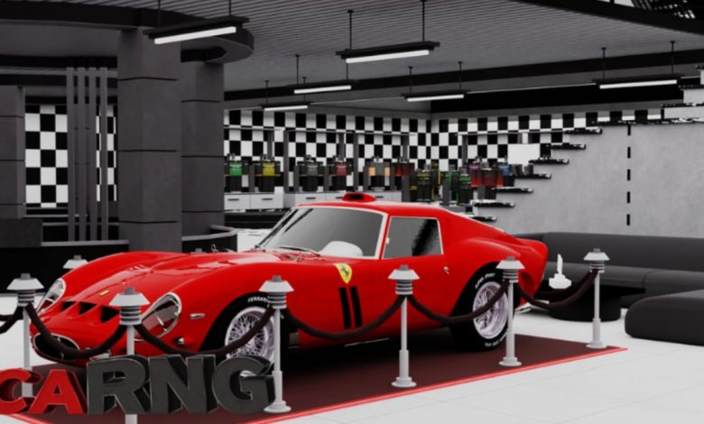 a header image from Car RNG showing a Ferrari.