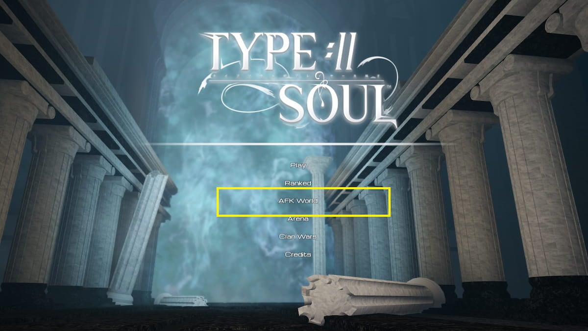 Menu do Type Soul no Roblox