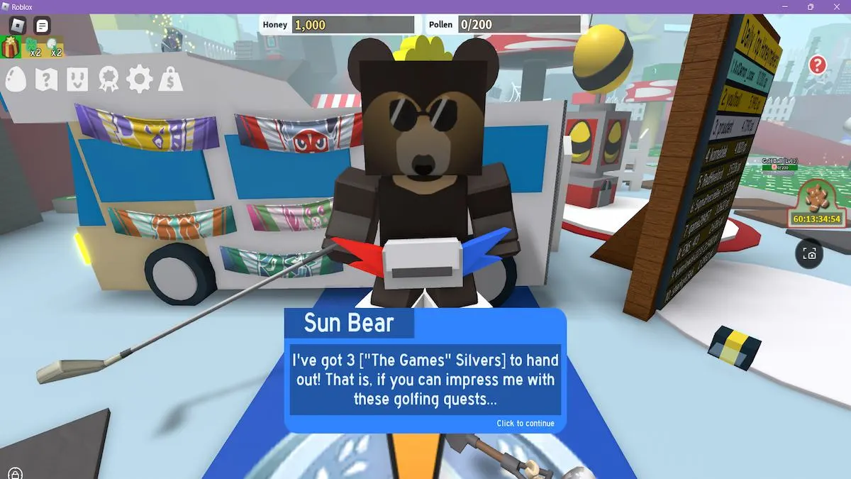 Sun Bear no Bee Swarm Simulator de Roblox.