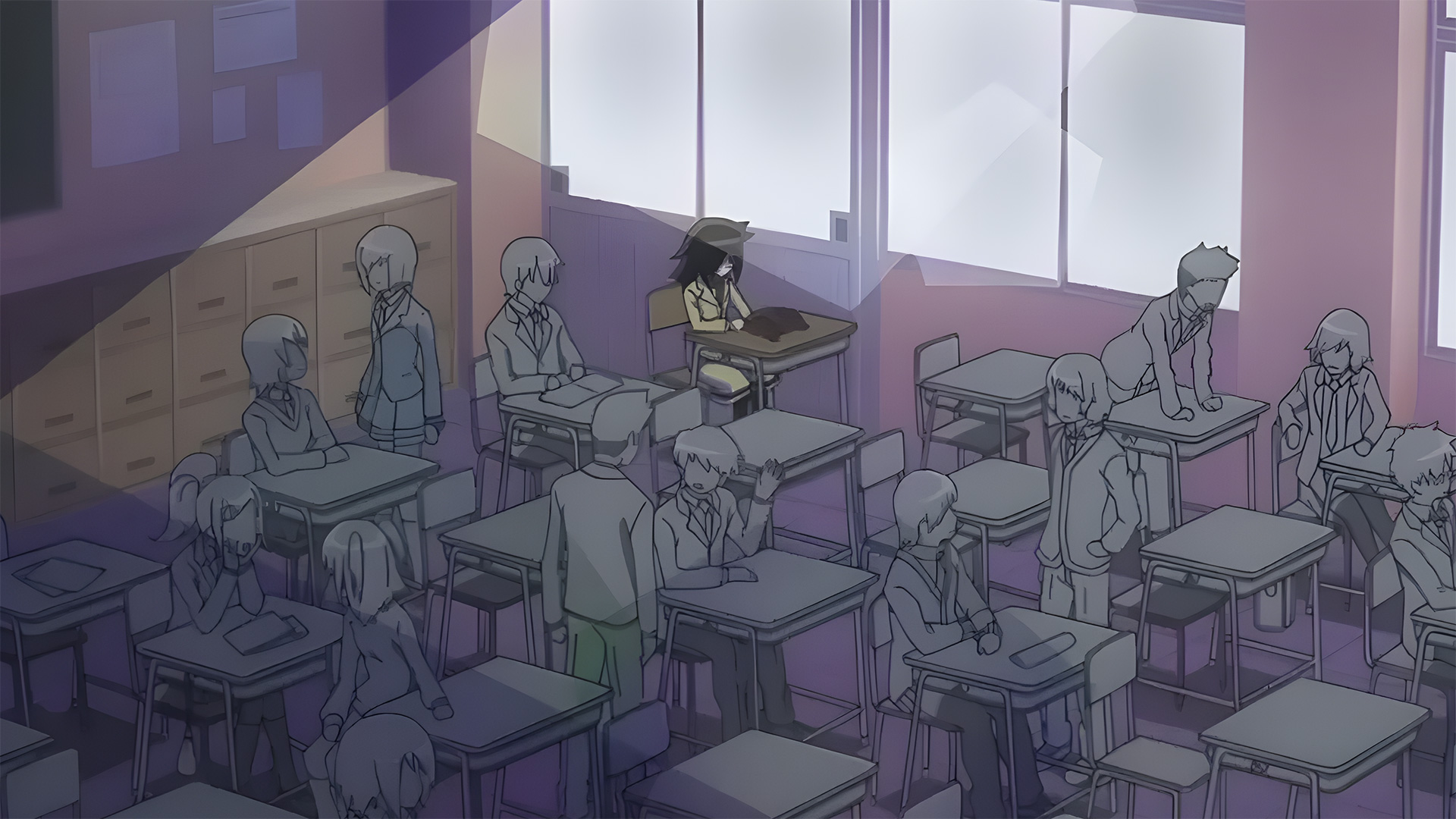 Em que parte da sala de aula se sentam os protagonistas nos animes?