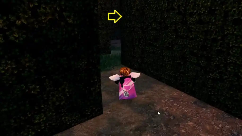 Uma seção do labirinto em Roblox Haunt