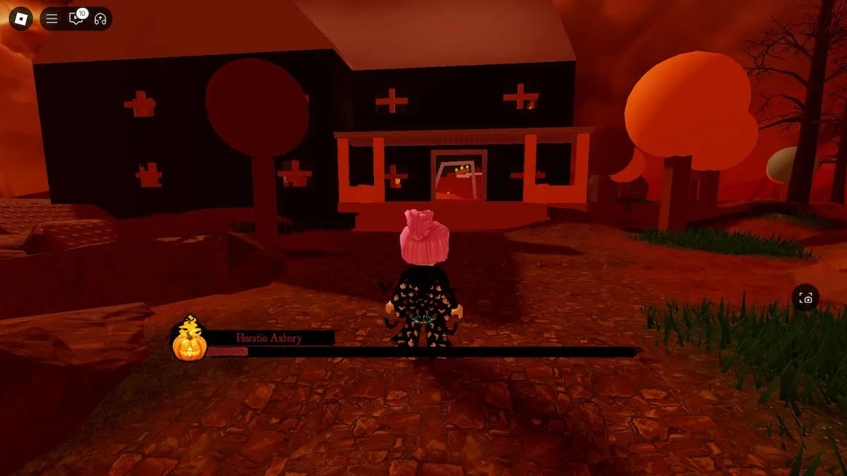 A casa da luta contra o chefe em The Haunt no Roblox.