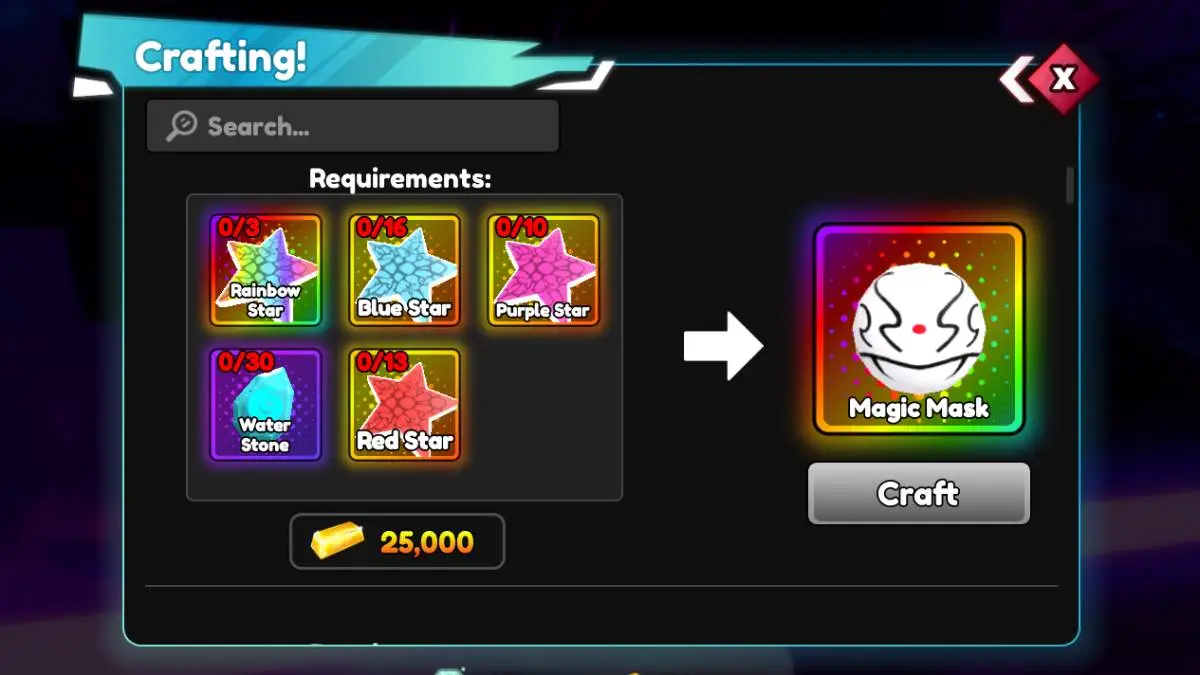 Crafting Magic Mask em Anime Reborn