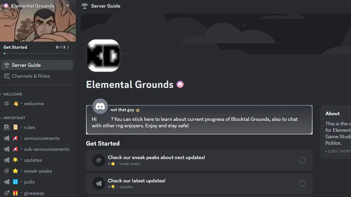 Servidor do Discord de Elemental Grounds.