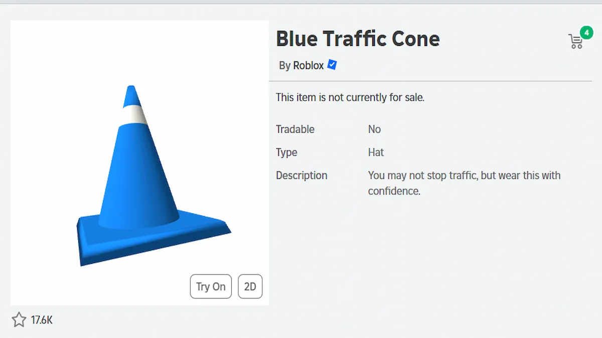 Cone de Tráfego Azul UGC no Roblox