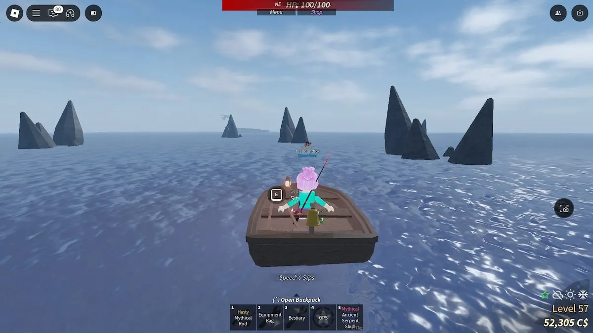 Navegando até a Ilha Antiga em Roblox Fisch.