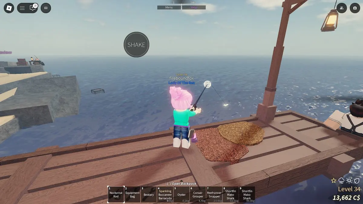 Pesca de um mapa do tesouro em Fisch no Roblox.