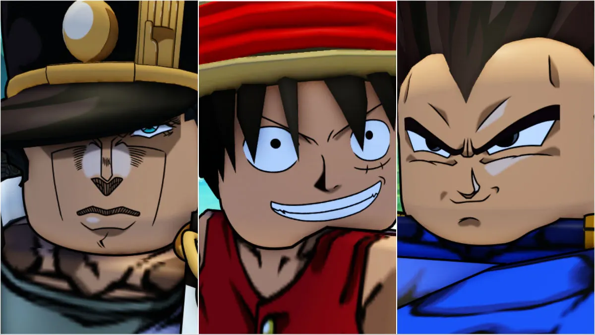 Jotaro Kujo, Luffy e Vegeta em Roblox Shonen Unleashed