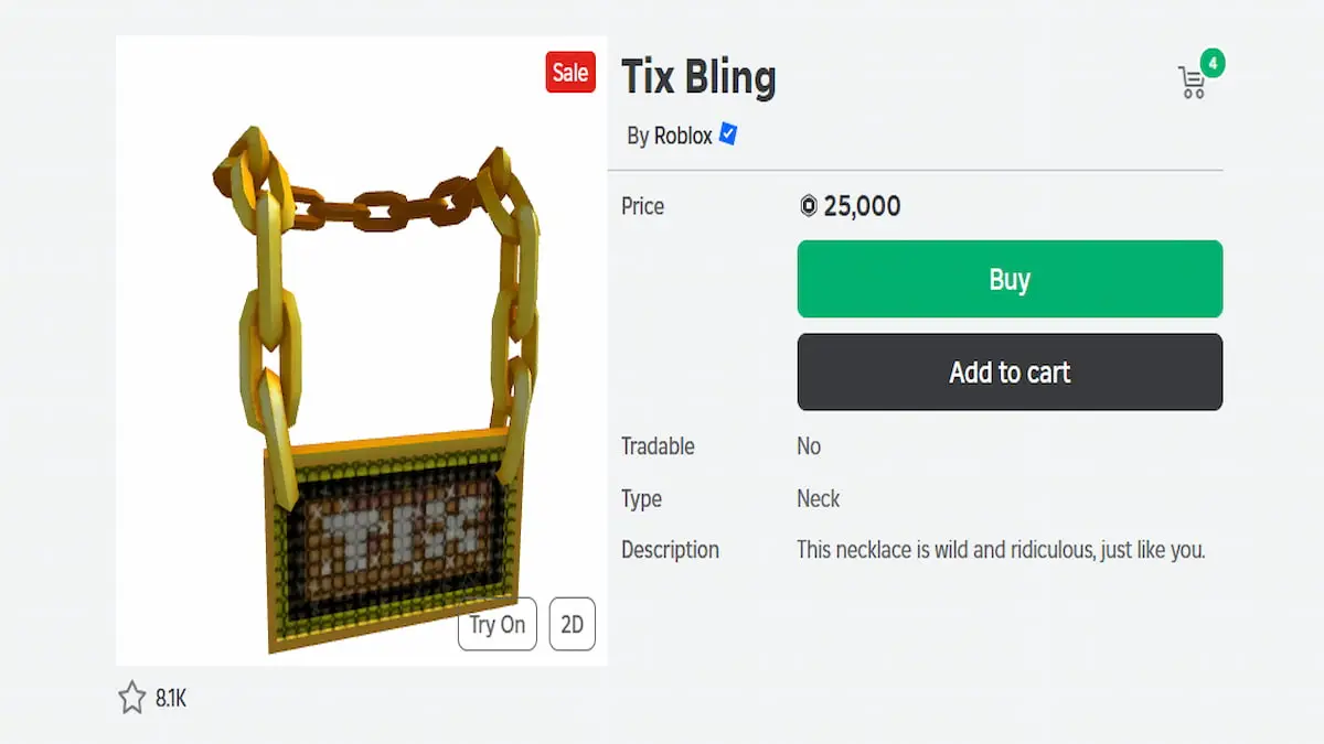 Um Bling UGC no Roblox