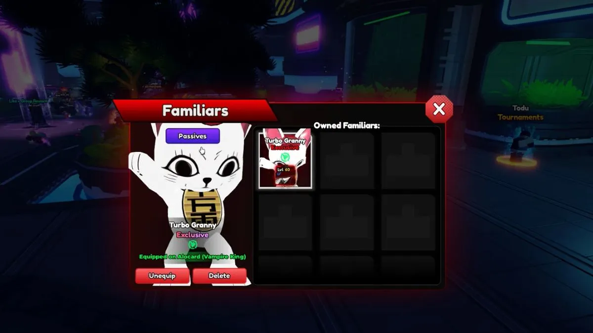 Familiar Turbo Graminha em Roblox Anime Vanguards