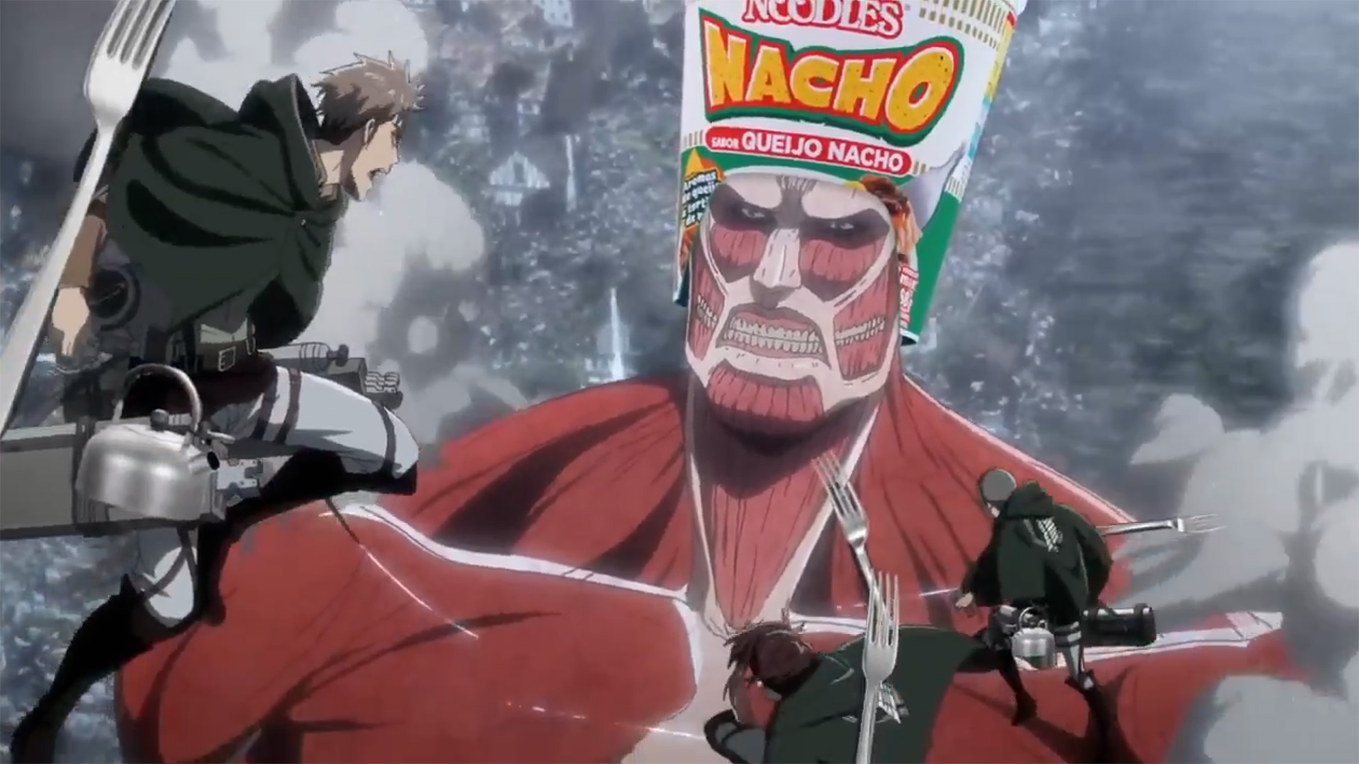 Divertido vídeo combina Cup Noodles Brasil com Attack on Titan na CCXP24