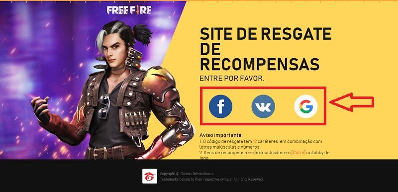 เข้าถึงเว็บไซต์แลกรางวัล Free Fire Rewards