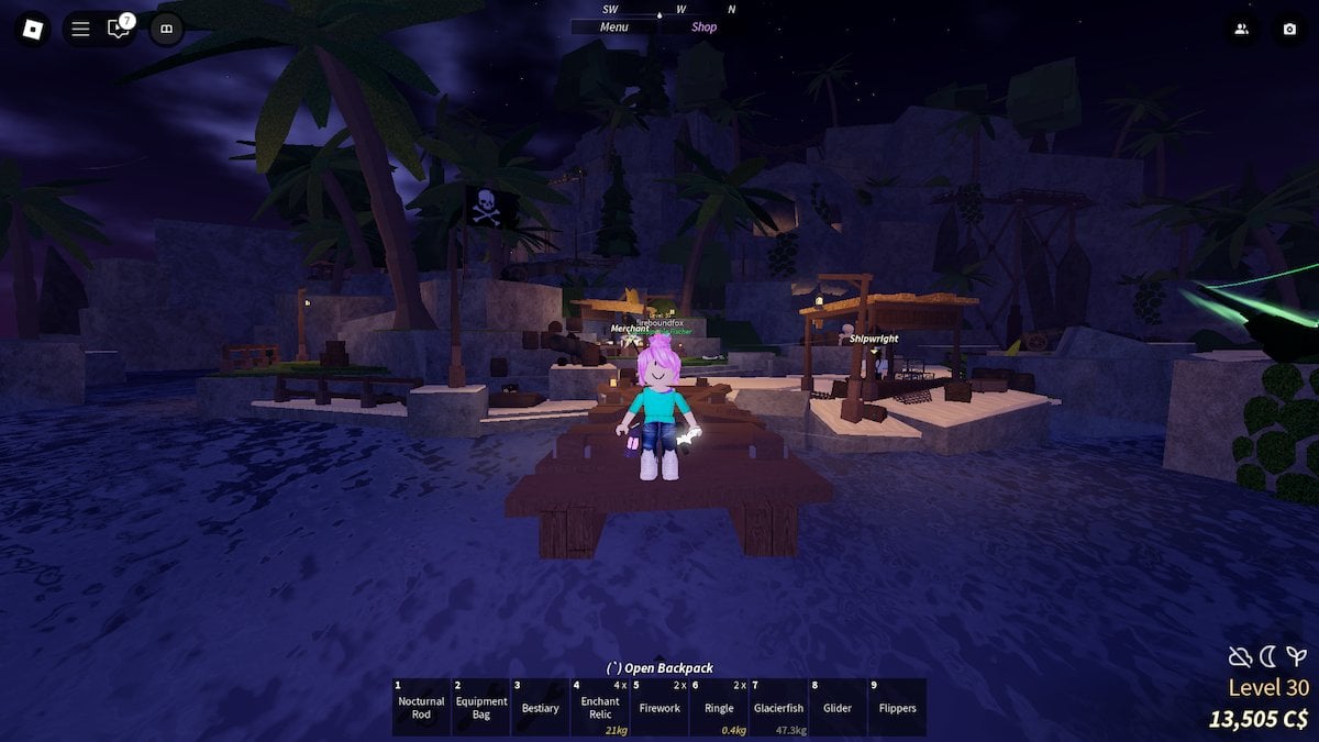 As Forsaken Shores em Fisch no Roblox.