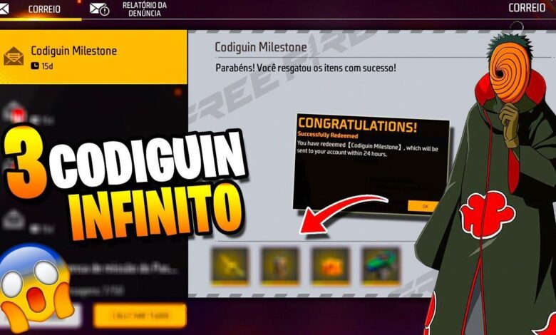 1736890348 codiguin ff no free fire 3 codigos infinito naruto 2025 resgate no rewards