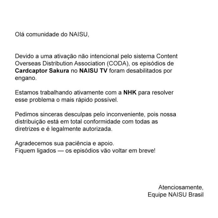 Comunicado da NAISU