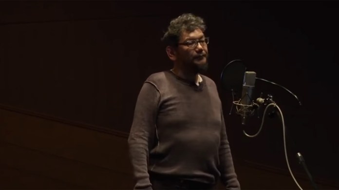 Hideaki Anno em reunião parlamentar