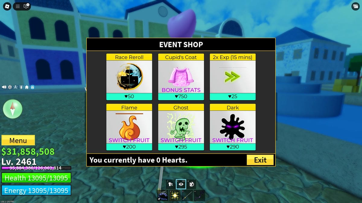 Estoque do Evento de Dia dos Namorados em Blox Fruits