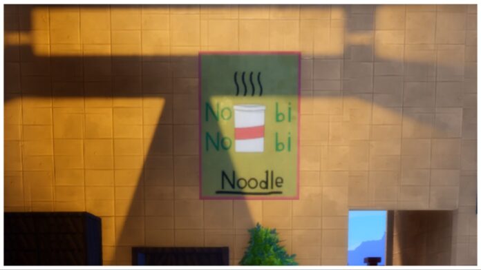 Imagem de destaque do guia sobre modos de Ninja Time, mostrando um cartaz na parede que anuncia noodles