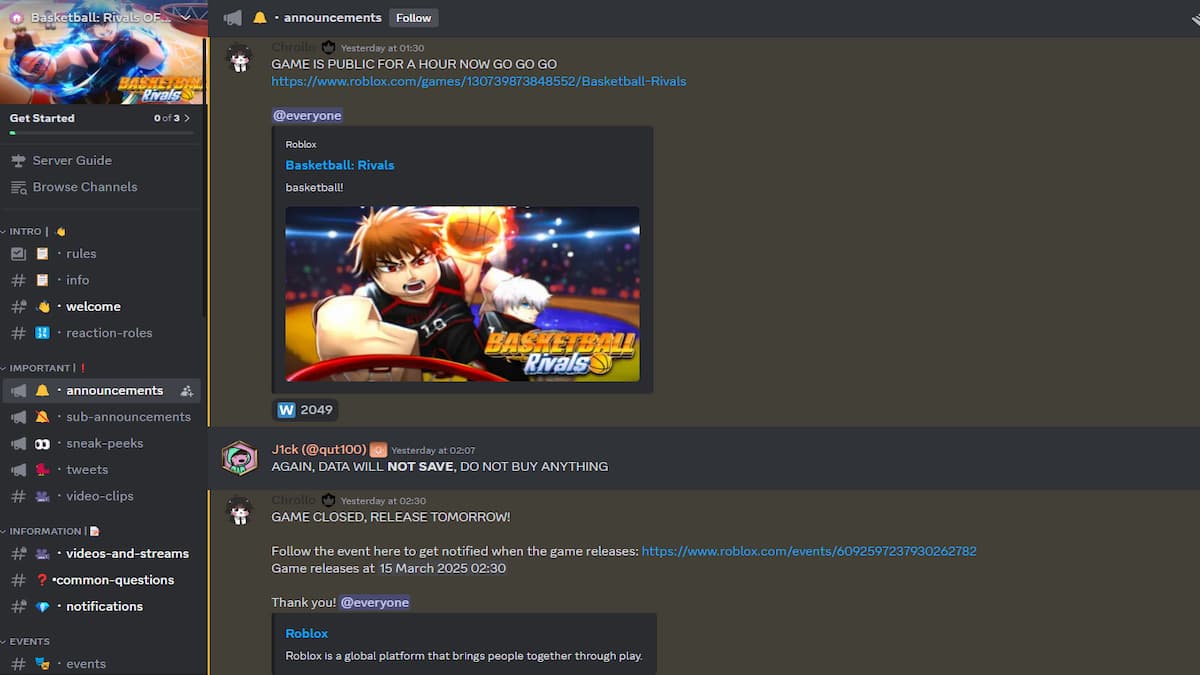 Servidor do Discord de Basketball Rivals