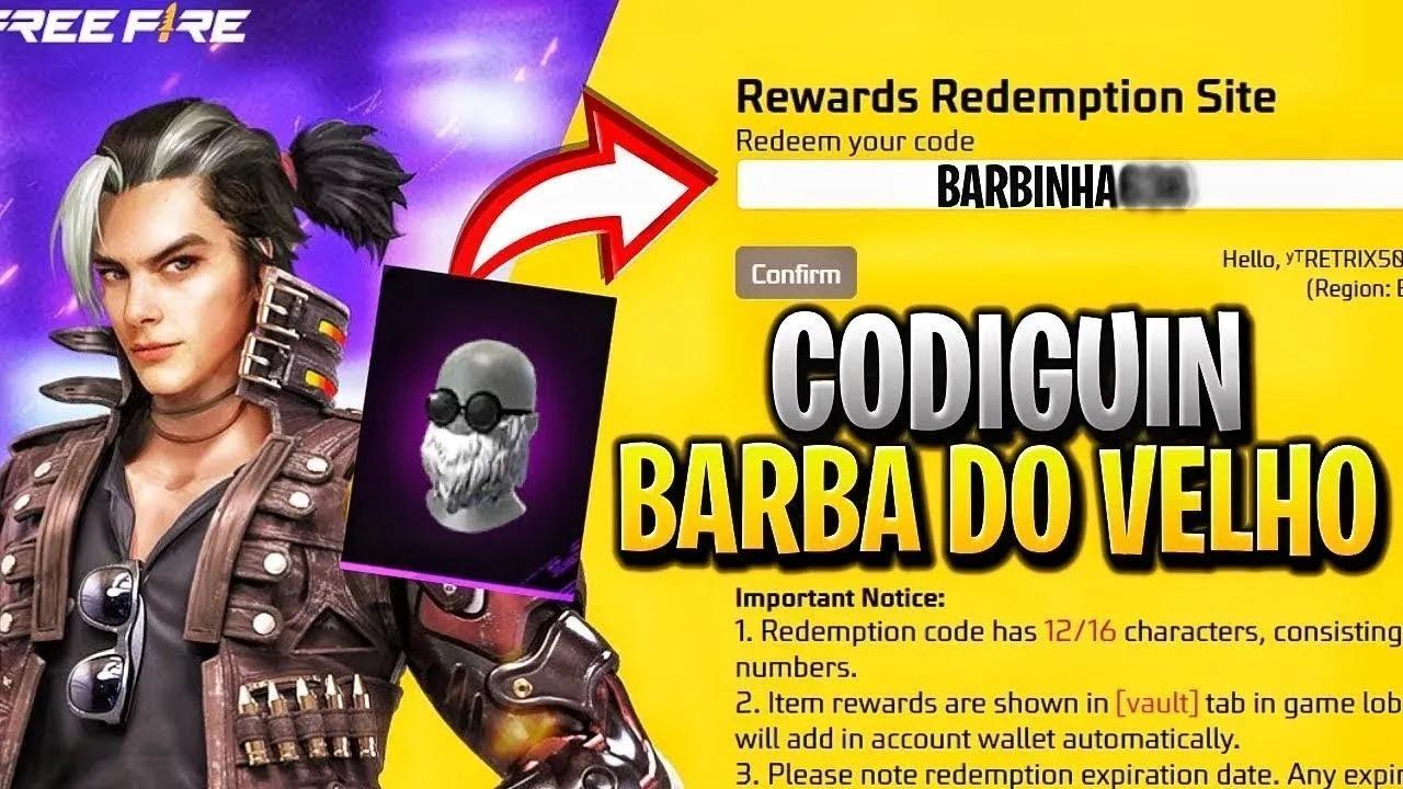 codigo de free fire 2025 codiguin ff barbinha mascara antiga resgate no rewards.webp