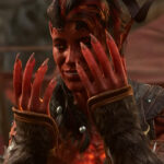 Baldur's Gate 3 romance layering character complexity: Karlach raises her hands in excitement