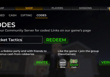 Wanted codes: An image of the code redemption box in Roblox.