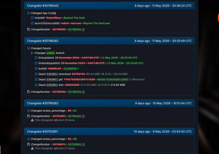 Steam Beyond the Dark malware game: SteamDB changes
