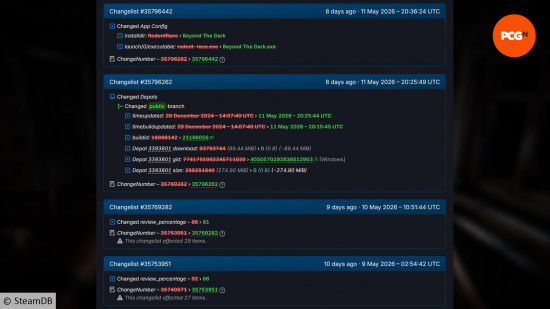 Steam Beyond the Dark malware game: SteamDB changes