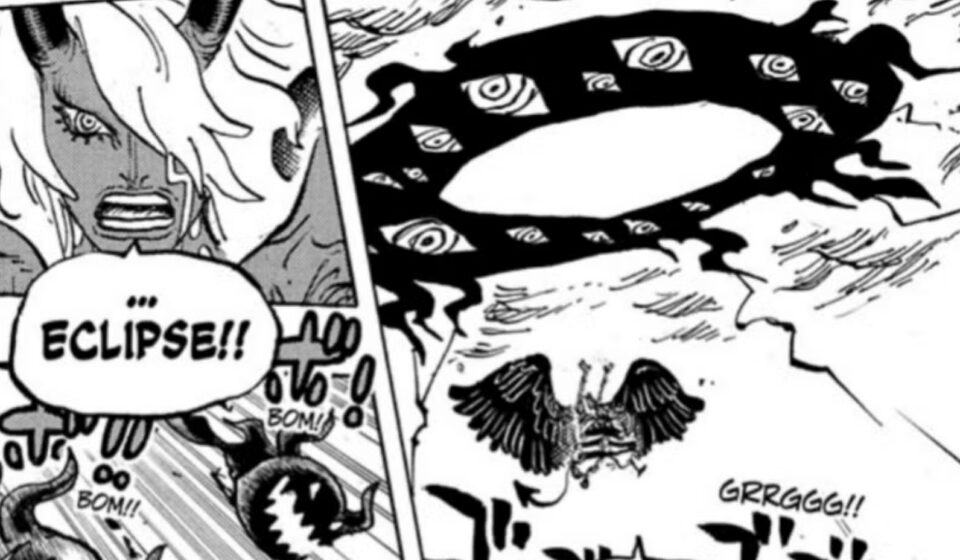 Image of Nerona Imu utilizing the power of his Akuma no Mi ring of black flames to use a technique called Rising Eclipse