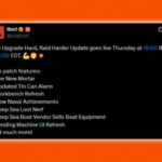 Rust update mortar: a social media post outlining the changes coming to popular survival game Rust.