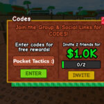 Horse RNG codes redemption screen with Pocket Tactics filled in to show where the code goes
