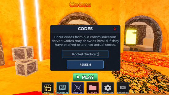 Saber Unbound codes redemption screen