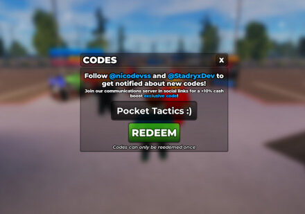 Wheelie District codes redemption screen with Pocket Tactics filled in to demonstrate where the code goes