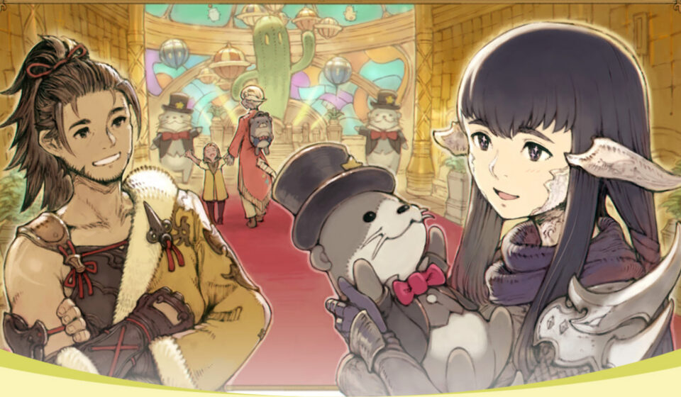 FF14 Make It Rain Campaign 2026 start and end dates - Hien, Yugiri, and Senor Otter in the Manderville Gold Saucer.