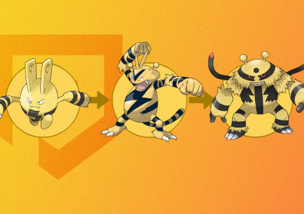 Pokemon Electabuzz: Three yellow and black creatures in front of yellow circles