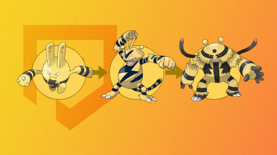Pokemon Electabuzz: Three yellow and black creatures in front of yellow circles